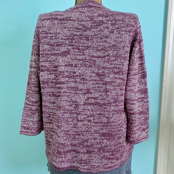 AVENUE Marled Knit Sequin Cardigan Mauve Sz 14/16 EUC - Picture 4 of 7